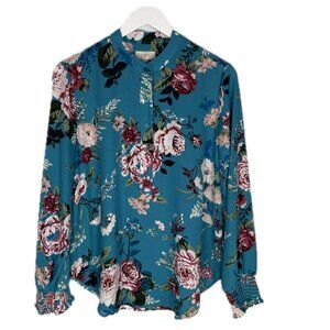 NEW, NEVER WORN Loft Outlet Floral, Long-sleeved Blouse, Size M